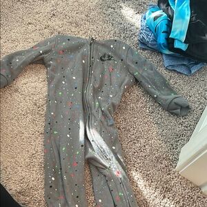 Nike Gray and Green Footies One Piece with Cozy Design